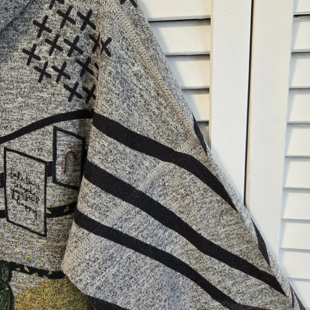 Spotted Cat Graphic Hooded Sweater - Tahari? - Gray Multicolor - Picture 5 of 7